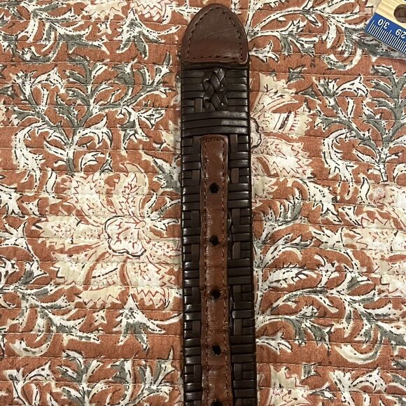 Tommy Bahama Braided Belt Mens Size 48 Brown Leather Inter-Woven Western Beach - Picture 7 of 8